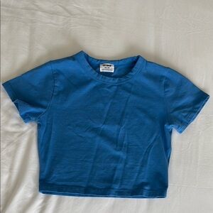 Cotton On Blue Crop Top Short Sleeve Crew Neck